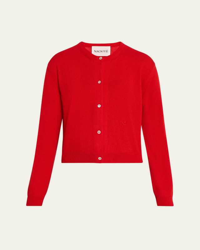 Seashell Cashmere Crewneck Cardigan